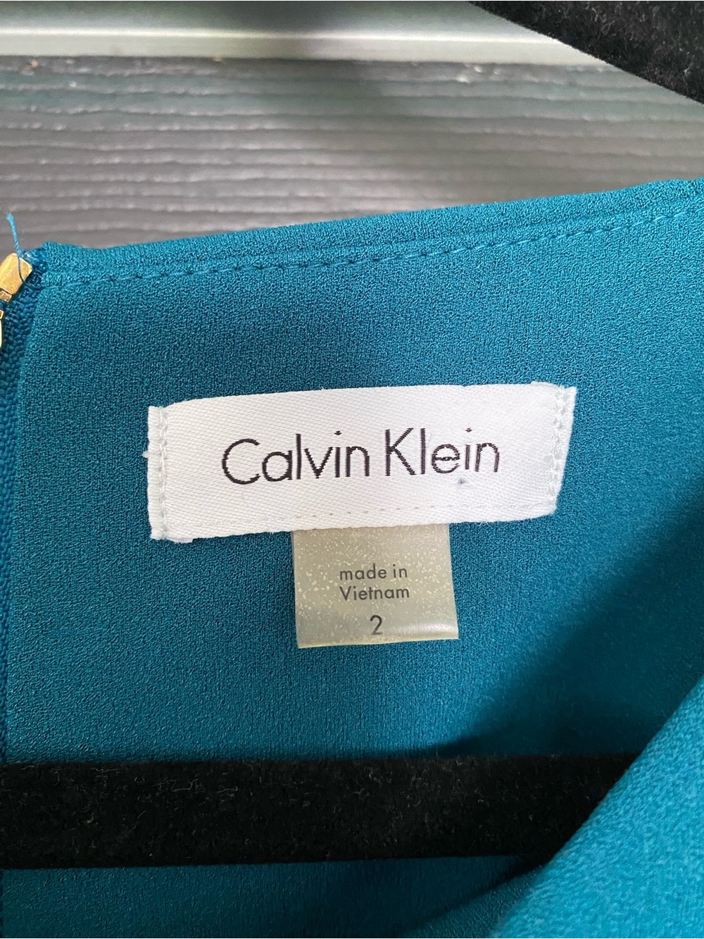 Calvin Klein Teal Midi Dress with Bell Sleeves - Picture 3 of 4
